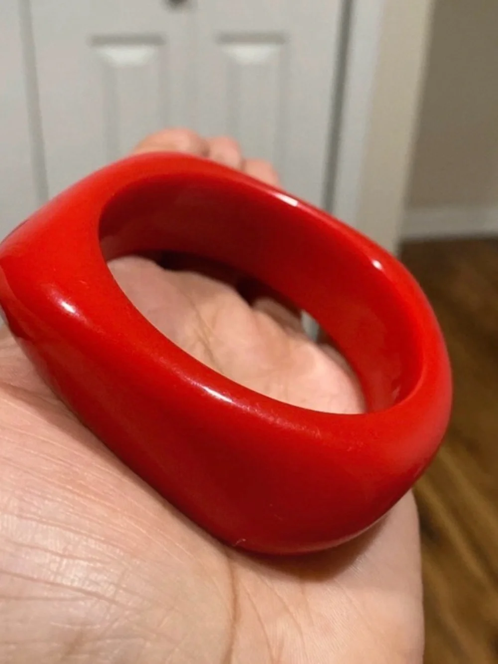 Red Sculptural Acrylic/Resin Bangle Bracelet